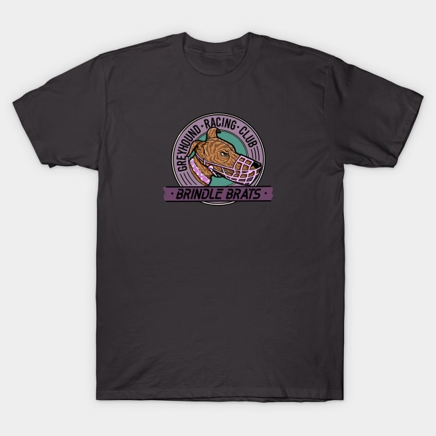 Brindle Brats Greyhound Racing Club T-Shirt by Artful Starfish